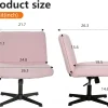 Fdw Criss Cross Chair Armless Cross Legged Office Desk Chair Adjustable Swivel Ergonomic Gaming Chair No Wheels Backrest With