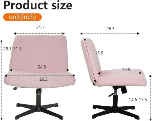 Fdw Criss Cross Chair Armless Cross Legged Office Desk Chair Adjustable Swivel Ergonomic Gaming Chair No Wheels Backrest With