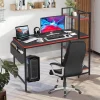 47.2 Inch Gaming Desk Computer Desk, Writing Desk with Adjustable Shelves & Side Storage Bag, Compact Home Office Desks