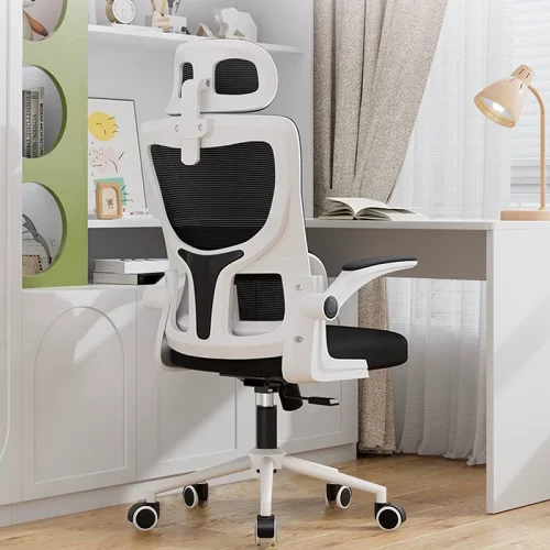 Mesh Office Chair High Back Ergonomic Desk Chair with Lumbar Support and Flip up Armrest Adjustable Headrest for Black Home