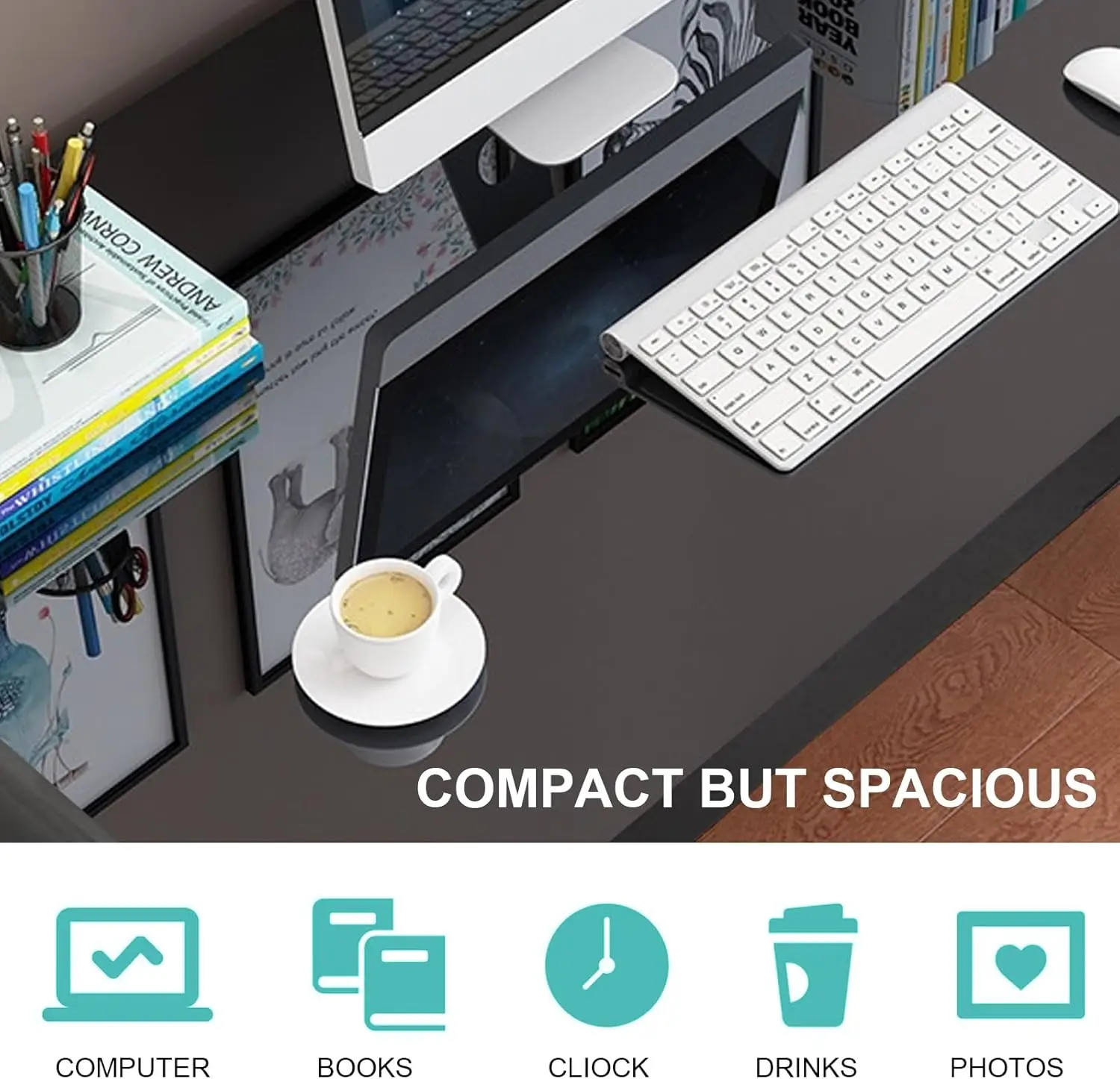 Tempered Glass Computer Desk, Ultramodern Home Office Desk Study Writing Desk With X-Shaped Leg, Tempered Glass Desktop And - Image 4