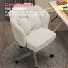 Cute Petal Desk Chair Velvet Home Office Butterfly Chairs with Bow Cushion Makeup Vanity Chair for Bedroom Computer Task Chairs