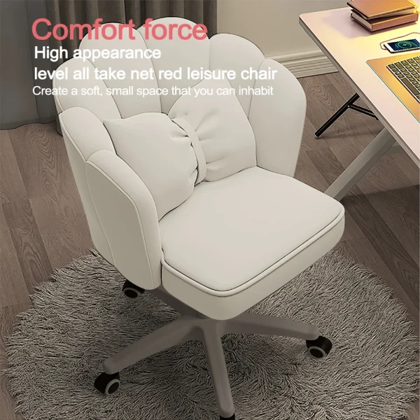 Cute Petal Desk Chair Velvet Home Office Butterfly Chairs with Bow Cushion Makeup Vanity Chair for Bedroom Computer Task Chairs