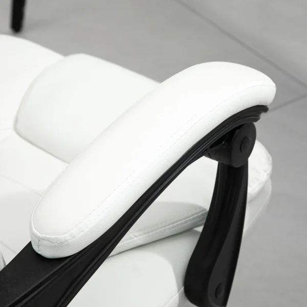 7-Point Vibrating Massage Office Chair High Back Massaging Office Desk Chair with Lumbar Support, Footrest, White