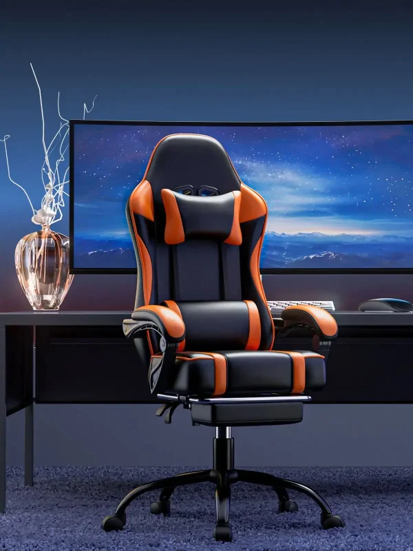 kf-S139f96eed6d94705a26e65a3c70a0c7dy Gaming Chair with Footrest, PU Leather Video Game Chairs for Adults, Reclining Gamer Chair Office Desk Chair
