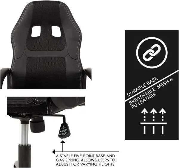 Office Chair Pc Gaming Chair Cheap Desk Chair Ergonomic Pu Leather Executive Computer Chair Lumbar Support For Women, Men (Bla)