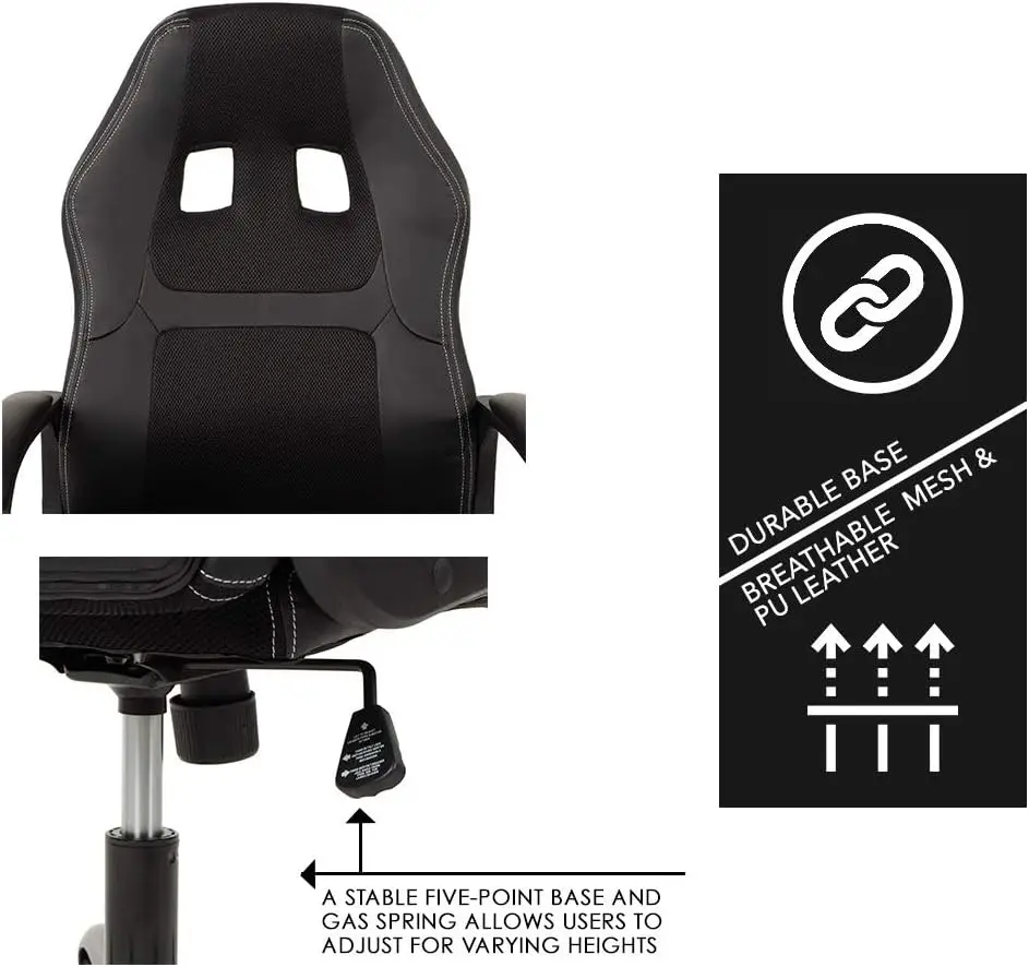 Office Chair Pc Gaming Chair Cheap Desk Chair Ergonomic Pu Leather Executive Computer Chair Lumbar Support For Women, Men (Bla) - Image 6