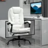 7-Point Vibrating Massage Office Chair High Back Massaging Office Desk Chair with Lumbar Support, Footrest, White