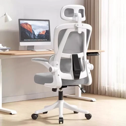 Ergonomic Office Chair Comfort Home Desk Chair Adjustable High Back Mesh Chair Lumbar Support Computer Chair with Flip-Up Arms