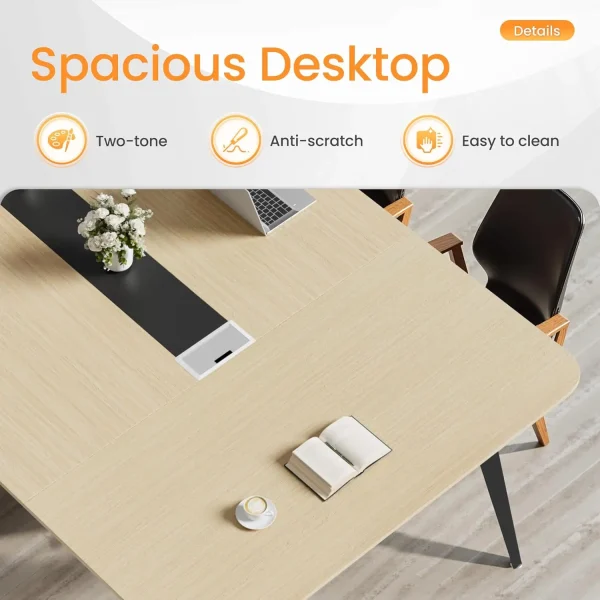 Furmax 8Ft Conference Table, 94.48” Meeting Seminar Table With Cable Grommets, Boardroom Table Workstation For Office