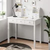 Writing Desk, Home Office Desk with Drawers and Hutch, Computer Work Station with Storage Shelf, 7 Drawers, White