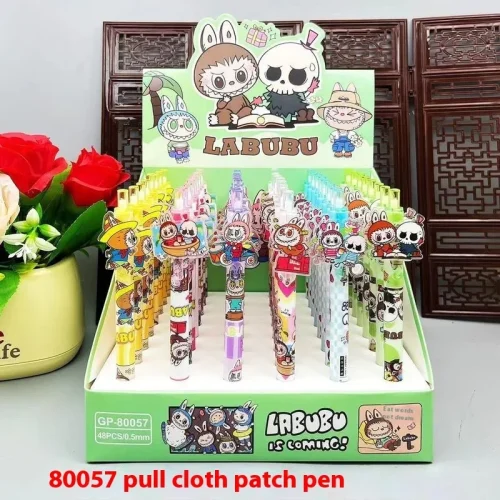Sanrio 48pcs Gel Pen Black 0.5mm Labbu Kuromi Hello Kitty My Melody Kawaii Patch Press Pen Student Gel Pen Girl Birthday Gift