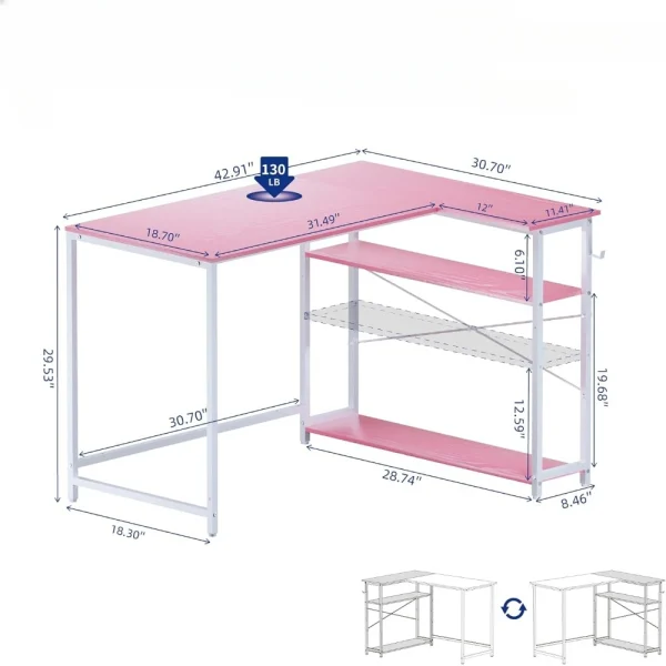43 Inch L Shaped Computer Desk Small Corner Desk for Small Space Home Office, Computers Desks