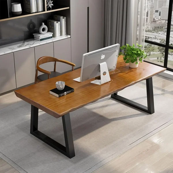 Solid wood administrative computer desk, 63 inch rural style large office desk, modern minimalist workstation business furniture