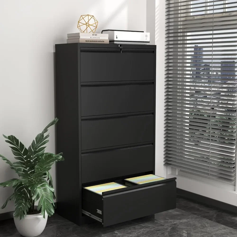 Lateral File Cabinet with Lock, Home Office Storage Cabinet for Hanging Files 5 Drawers-64.09''H,5 Drawer Metal Filing Cabinets