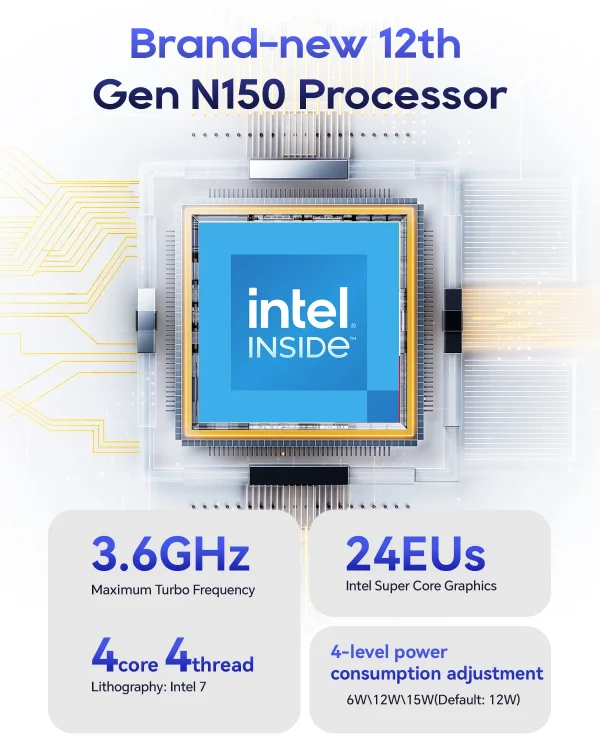 kf-S25eab7035b84441ba27297e7ee757a1dp AOOSTAR N1 PRO Mini PC Intel N150 12GB RAM 256/512GB M.2 2242 SSD, Dual 2.5G LAN/WiFi5/BT4.2 for Desktop Office/Business