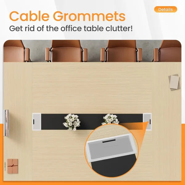 Furmax 8Ft Conference Table, 94.48” Meeting Seminar Table With Cable Grommets, Boardroom Table Workstation For Office
