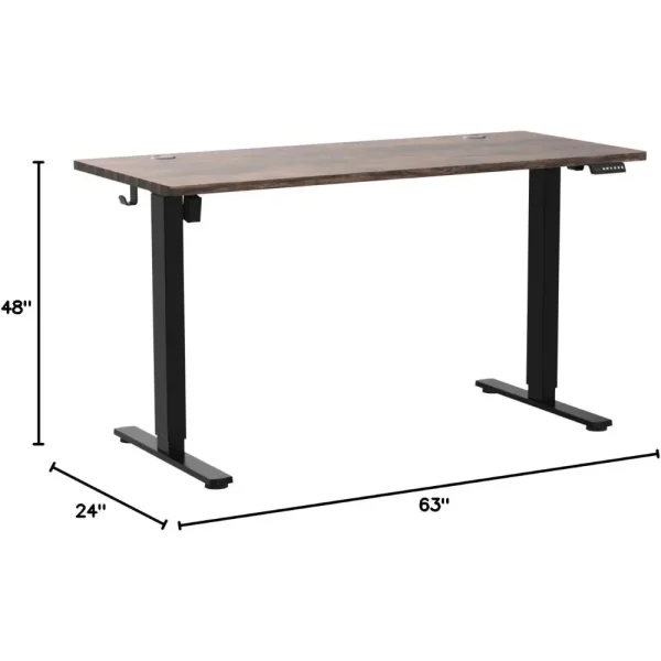 Electric Standing Desk, 63 x 24 Inch, Modern Style, Adjustable Height, 154 lbs Capacity, with Memory Presets, for Home Office