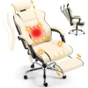 6-Point Massage Office Chair, with Footrest Heated Executive with Reclining Backrest, Ergonomic Gaming Chair with Padded Armrest