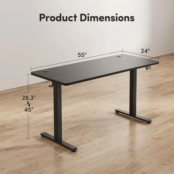 Electric Standing Desk Adjustable Height, 55 x 24 Inch Sit and Stand Desk, Home Office Desk, Ergonomic Workstation
