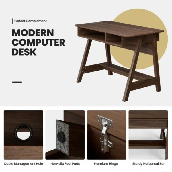 Office Desks,Mid Century Writing Desk with Storage Cubes and Hidden Compartment,Computer Desks