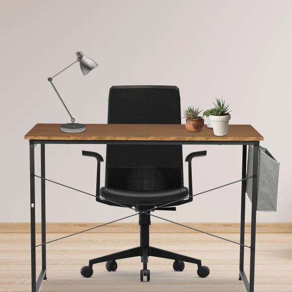 Computer Office Desk, Home Writing Study Worktable for Bedroom, Brown Small Desk, Modern Simple Style PC Table