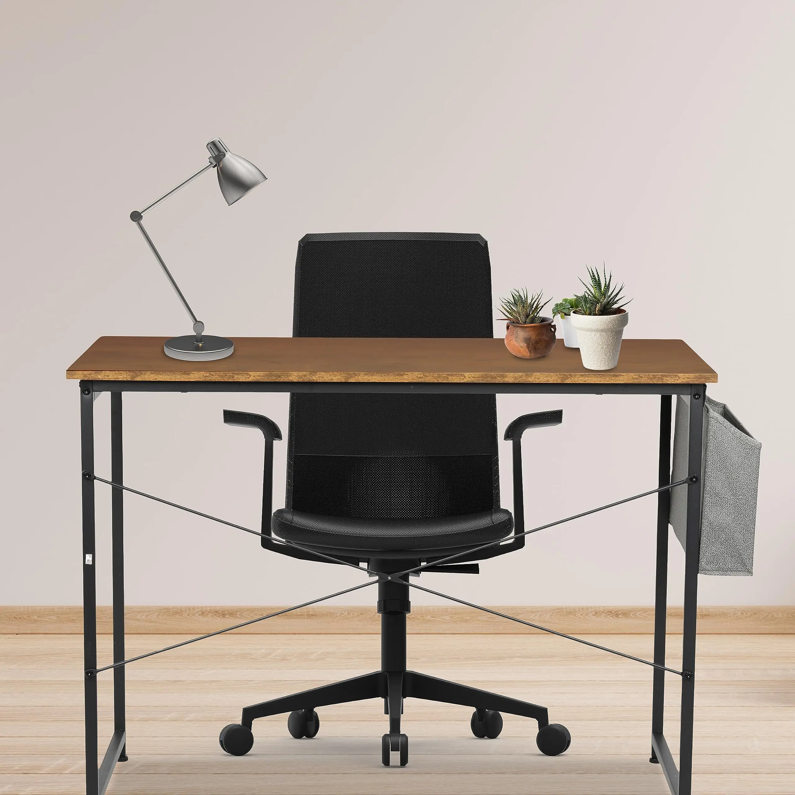 Computer Office Desk, Home Writing Study Worktable for Bedroom, Brown Small Desk, Modern Simple Style PC Table - Image 2