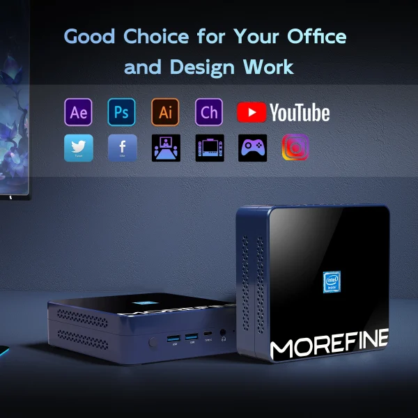 MOREFINE Mini PC Compatible with Windows11Pro 12th Gen AlderLake N305(Up to 3.8GHz) Office PC Mini Desktop Computers WiFi6 BT5.2