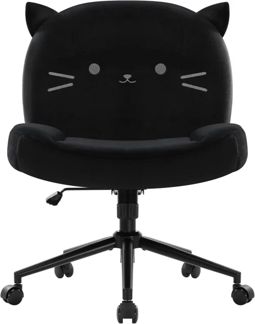 Armless Office Desk Chair with Wheels,Ergonomic Criss Cross Legged Computer Chair with Fabric Padded, Height Adjustable