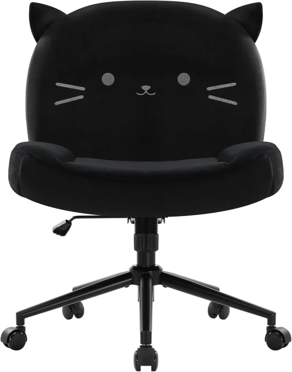 Armless Office Desk Chair with Wheels,Ergonomic Criss Cross Legged Computer Chair with Fabric Padded, Height Adjustable
