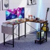 L Shaped Desk - Computer Corner Gaming Pc Table With Cpu Stand Side Bag For Home Office Dorm Sturdy Writing Workstation