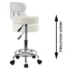 KKTONER PU Leather Rolling Stool Mid-Back with Footrest Height Adjustable Office Computer Home Drafting Swivel Task Chair White
