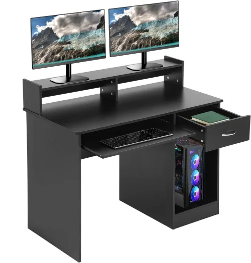 Office Desk,Computer Desk with Drawers Keyboard Tray 43" Study Writing Desks for Home with Storage Shelves, Desks & Workstations