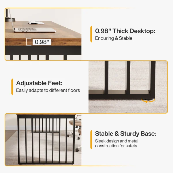 Tribesigns 78''Modern Large Office Desk, 2-Person Computer Workstation, Industrial Wooden Desk with Metal Legs