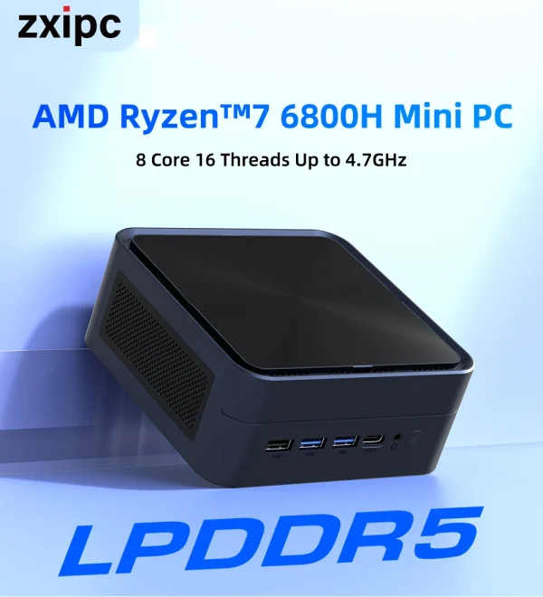 ZXIPC Mini PC AMD Ryzen 7 6600U 6600H 6800H 16GB DDR5 1TB M.2 SSD Desktop Computers Support 4K HDMI Display/WiFi6/USB3.2/Office