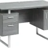 Modern Office Desk With Storage, Gray