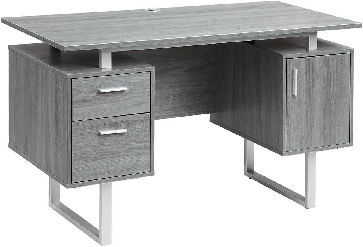 Modern Office Desk With Storage, Gray - Image 5