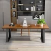 Solid wood administrative computer desk, 63 inch rural style large office desk, modern minimalist workstation business furniture