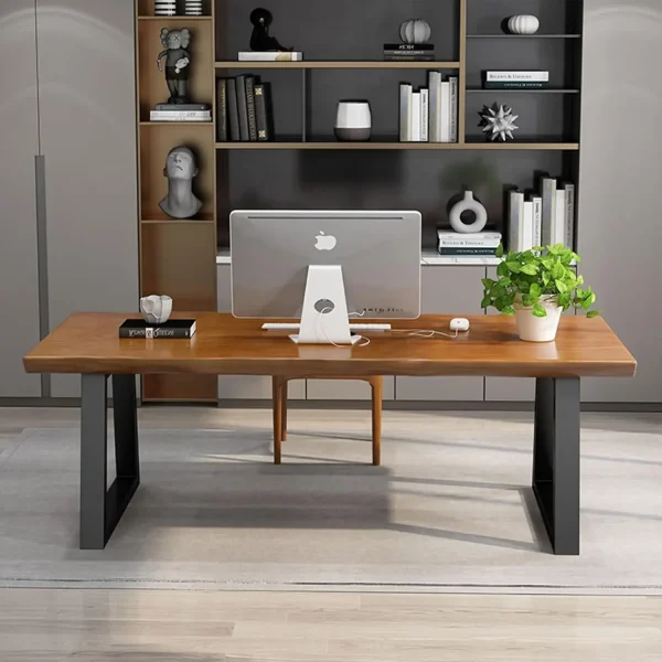 Solid wood administrative computer desk, 63 inch rural style large office desk, modern minimalist workstation business furniture
