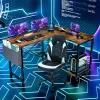 L Shaped Desk - Computer Corner Gaming Pc Table With Cpu Stand Side Bag For Home Office Dorm Sturdy Writing Workstation
