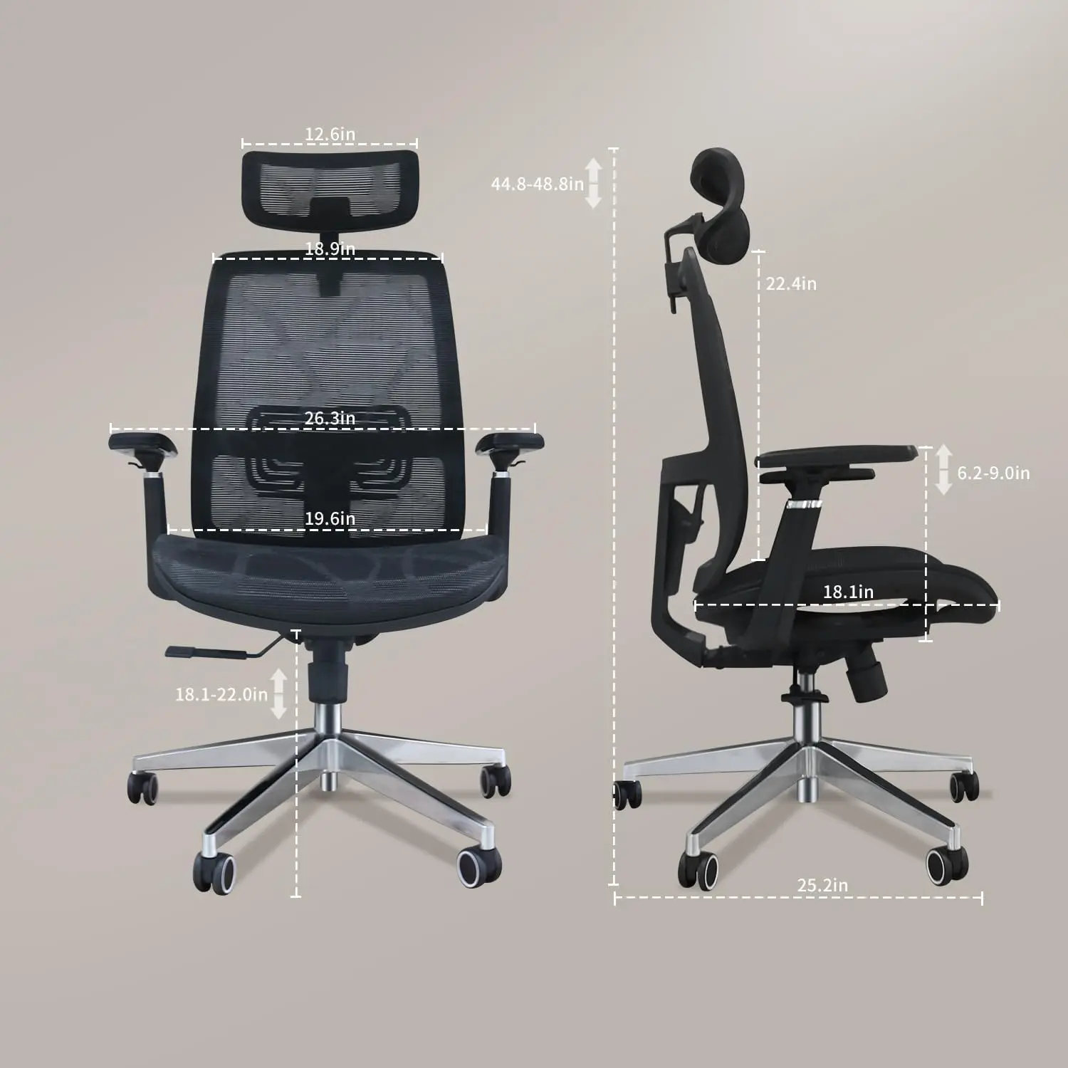 New Ergonomic Mesh Adjustable Lumbar Support Office Chair 120°Tilt High Back Comfortable Computer Chair with Soft Flip Up Arms - Image 6