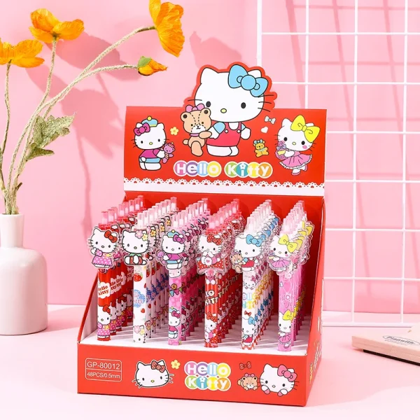 Sanrio Cartoon Gel Pen 24/48pcs Hello Kitty Happy New Year Creative 0.5 Black School Stationery Office Signature Pens Wholesale