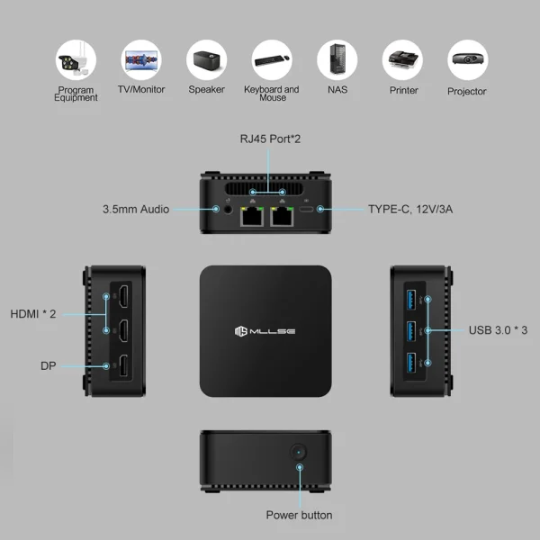 MLLSE G2 Mini PC Windows 11 Pro Alder Lake N100 Intel 12th DDR5 12GB RAM 512GB SSD WiFi 6 BT5.2 Desktop Computer Mini Pc Work