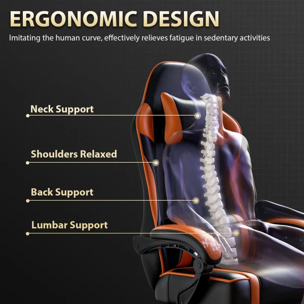 kf-S55d4cd2d00d541dab7275d676b4158c9n Gaming Chair with Footrest, PU Leather Video Game Chairs for Adults, Reclining Gamer Chair Office Desk Chair