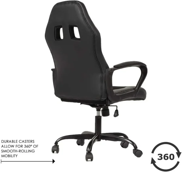 Office Chair Pc Gaming Chair Cheap Desk Chair Ergonomic Pu Leather Executive Computer Chair Lumbar Support For Women, Men (Bla)
