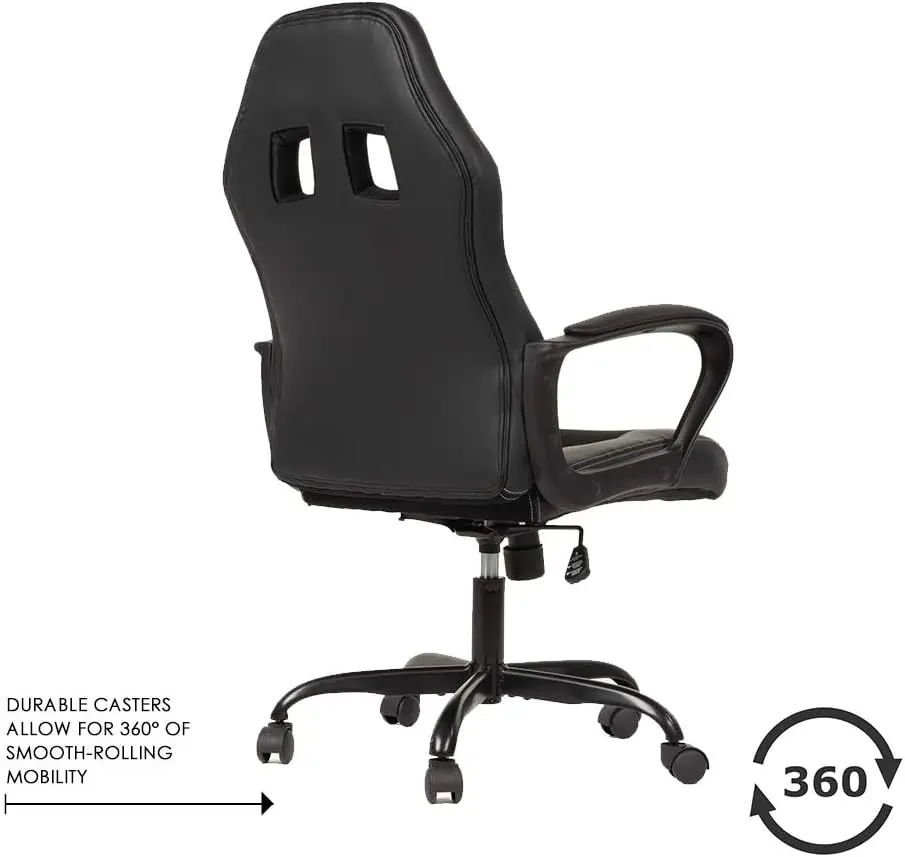Office Chair Pc Gaming Chair Cheap Desk Chair Ergonomic Pu Leather Executive Computer Chair Lumbar Support For Women, Men (Bla) - Image 5