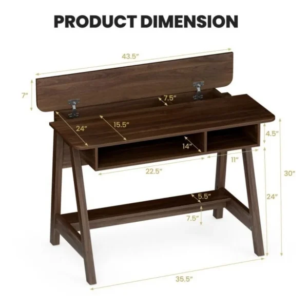 Office Desks,Mid Century Writing Desk with Storage Cubes and Hidden Compartment,Computer Desks
