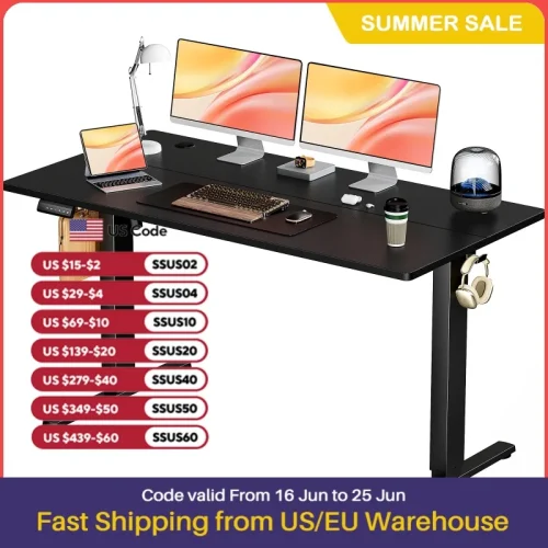 JHK Electric Standing Desk Height Adjustable 55x24 Inch Computer Desk Workstation Ergonomic Work Table for Home Office