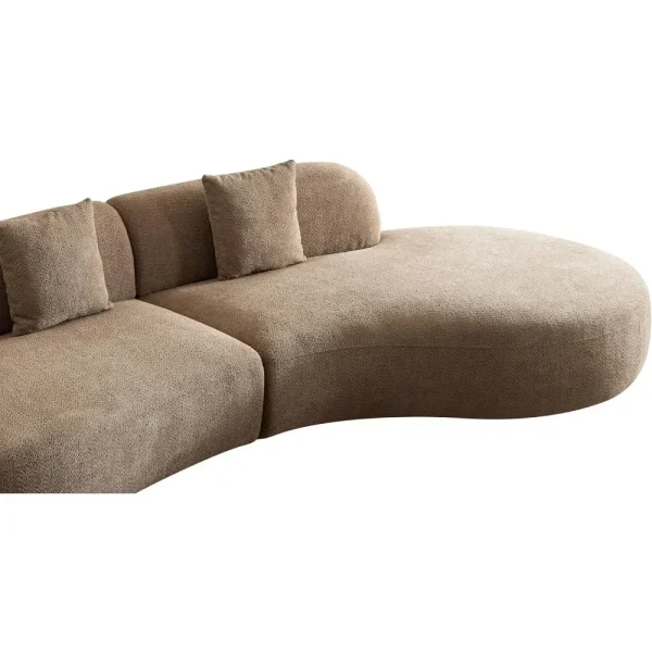 135.4" Curved Sectional Sofa,Oversized Modular Chaise Longue,6-Seat Boucle Fabric Couch with Pillows for Living Room,Apartment