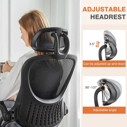 Sweetcrispy Office Computer Desk Chair, Ergonomic High-Back Mesh Rolling Work Chairs With Wheels And Adjustable Headrests,